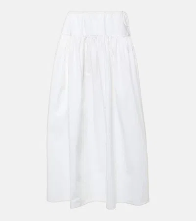 The Row Leddie Gathered Cotton Midi Skirt In Off White