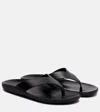 The Row Dune Classic Ginza Leather Flip Flops In Black