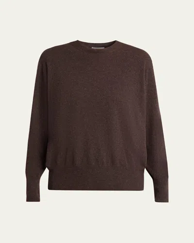 The Row Leilani Cashmere Crewneck Sweater In Brown