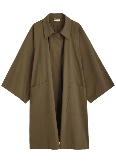 The Row Leins Cotton-poplin Coat In Khaki