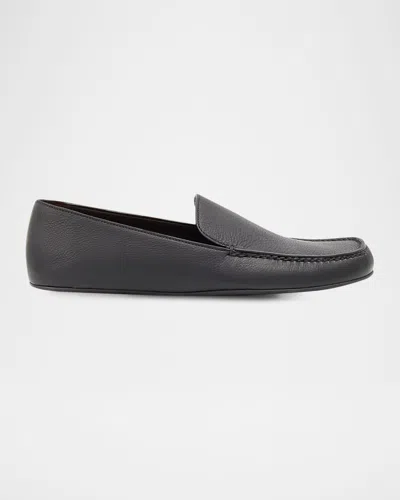THE ROW LEO GRAINED LEATHER SLIPPERS