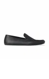 The Row Leo Leather Slippers In Black