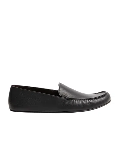 The Row Leo Loafers In Leather In Black
