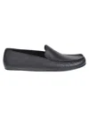 The Row Leo Grained Leather Slippers In Black