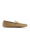 The Row Leo Suede Moccasins In Neutral