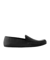 The Row Leo Grained Leather Slippers In Black
