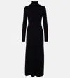 The Row Leoline Turtleneck Virgin Wool Maxi Dress In Black