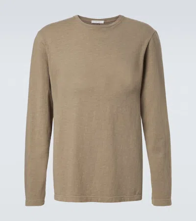 The Row Mens Sepia Leon Long-sleeve Cotton Top In Brown