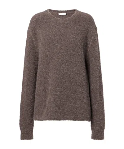 The Row Leorina Cashmere, Alpaca, And Silk Sweater In Brown