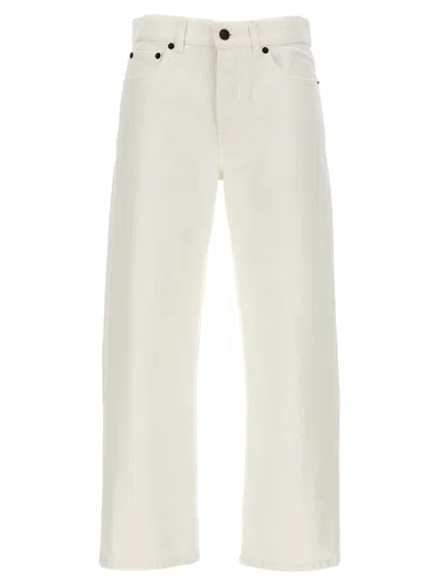 The Row 'lesley' Straight Leg Jeans With Rivets In White
