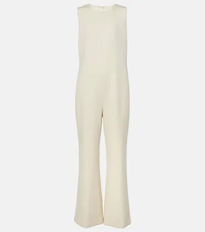 The Row Levante Wool Wide-leg Jumpsuit In White