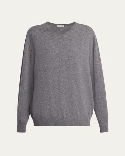 The Row Ligeia V-neck Cashmere Sweater In Gray