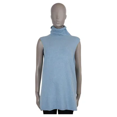 Pre-owned The Row Light Blue Cashmere Leona Sleeveless Turtleneck Sweater L