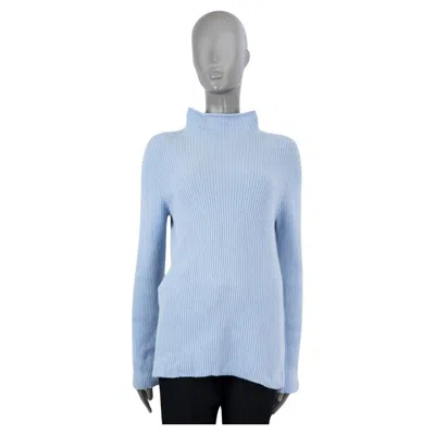 Pre-owned The Row Light Blue Cashmere Wool Rib Knit Mock Neck Sweater S