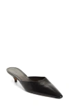 The Row Liisa Leather Kitten Heel Pointed Toe Mules In Black
