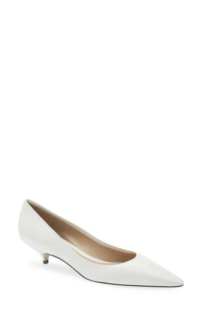 The Row Liiisa Two Pointed Toe Kitten Heel Pump In White