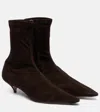 The Row Liisa Suede Ankle Boots In Brown
