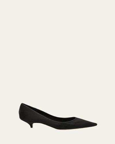 The Row Liisa Distressed Kitten-heel Pumps In Black