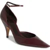 The Row Liisa Leather D'orsay Ankle-strap Pumps In Bordeaubergine
