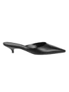 The Row Liisa Leather Kitten Heel Pointed Toe Mules In Black