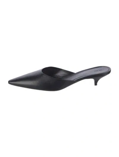 Pre-owned The Row Liisa Kitten Leather Mules In Black