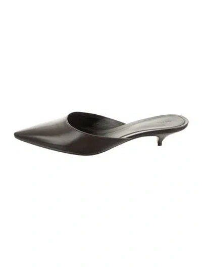 Pre-owned The Row Liisa Kitten Leather Mules In Brown