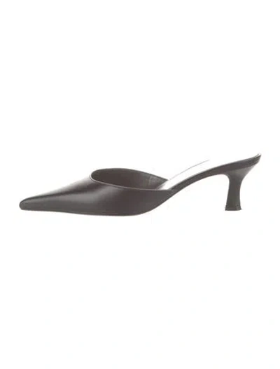 Pre-owned The Row Liisa Kitten Leather Mules In Gray