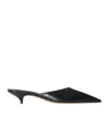 The Row Liisa Leather Kitten Heel Pointed Toe Mules In Black