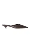 The Row Liisa Leather Kitten-heel Mules In Brown