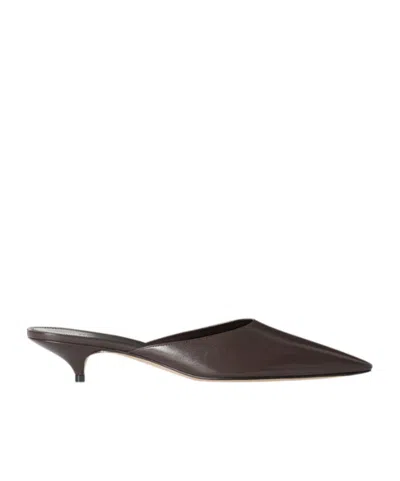 The Row Liisa Leather Kitten-heel Mules In Brown