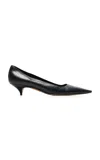 The Row Liisa Kitten Three Leather Pumps In Black