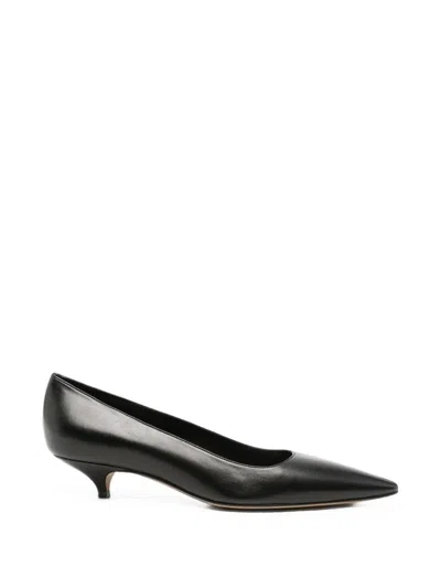 The Row Liisa Kitten Three Leather Pumps In Black