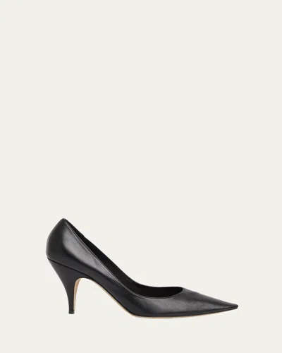 The Row Liisa Lambskin Leather Pumps In Lqb Laquer Brown