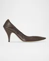 The Row Uxor Satin Pumps In Lqb Laquer Brown