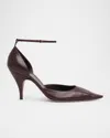 The Row Liisa Leather D'orsay Ankle-strap Pumps In Bordeaubergine