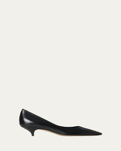 The Row Liisa Leather Kitten-heel Pumps In Black