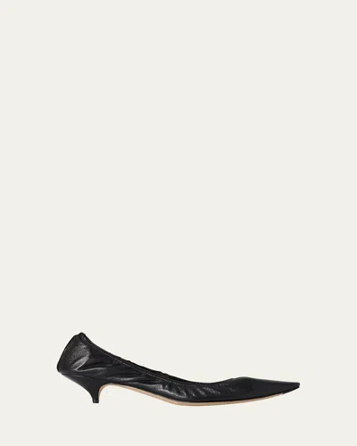 THE ROW LIISA LEATHER KITTEN-HEEL PUMPS
