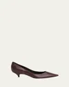 The Row Liisa Distressed Kitten-heel Pumps In Bordeaubergine