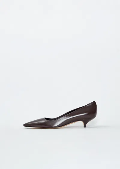 The Row Liisa Leather Kitten Three Heel In Brown