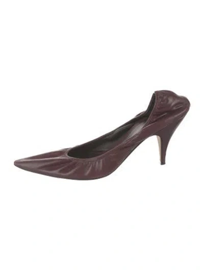 Pre-owned The Row Liisa Leather Slingback Pumps In Burgundy