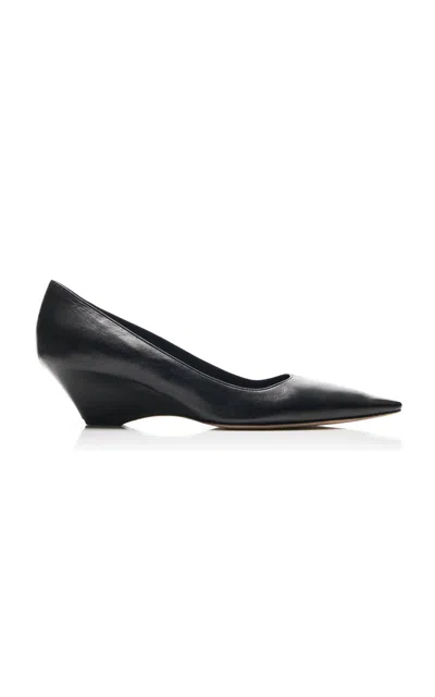 The Row Liisa Leather Wedge Pumps In Black