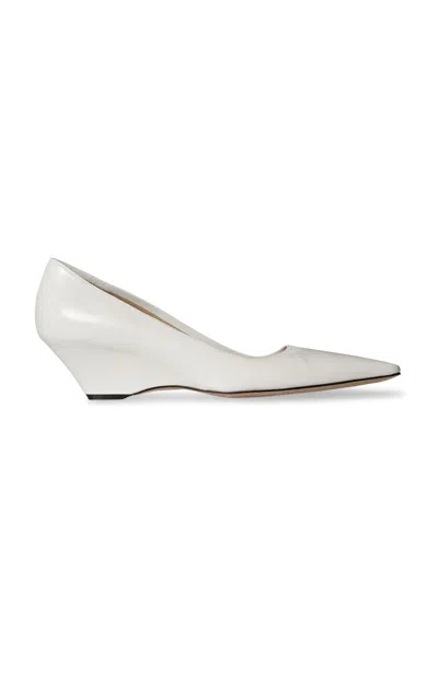 The Row Liisa Leather Wedge Pumps In White