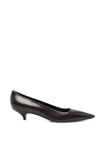 The Row Liisa Pointed-toe Leather Pumps In Brown