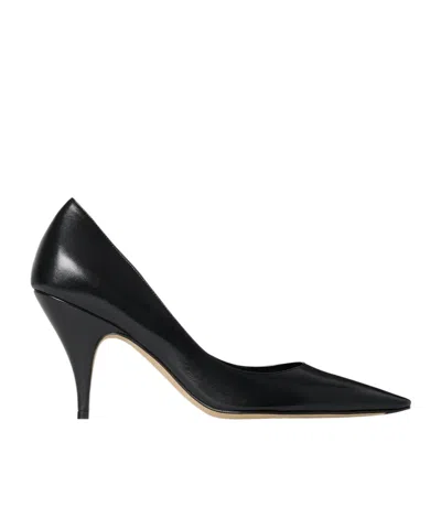 The Row Uxor Distressed Satin Pumps In Black
