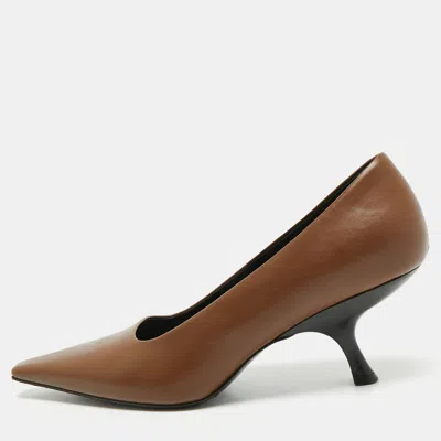 Pre-owned The Row Liisa Size 37.5 Dark Brown Leather Pumps