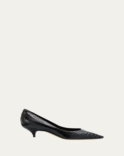 The Row Liisa Snake-embossed Leather Pumps In Black