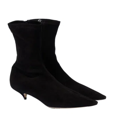 The Row Liisa Suede Ankle Boots In Black