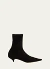 The Row Liisa Suede Kitten-heel Booties In Blk Black