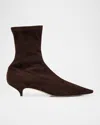 The Row Suede Liisa Kitten Ankle Boots 35 In Brown