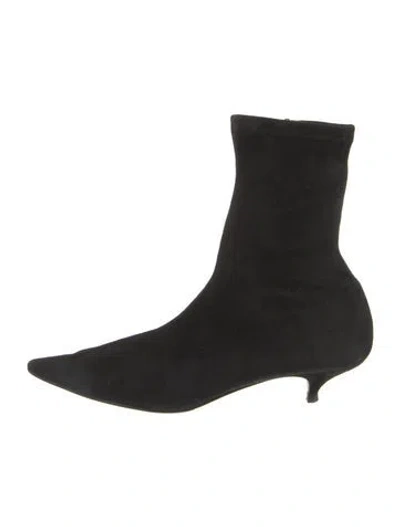 Pre-owned The Row Liisa Suede Sock Boots In Black